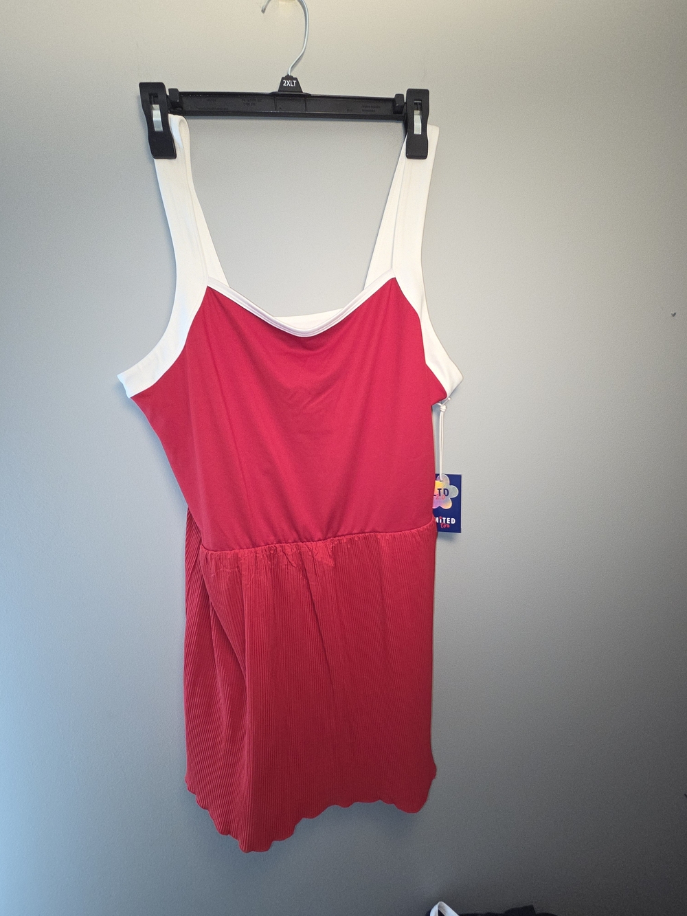 Limited Too Red and White Striped Tank Dress With Built In Shorts.